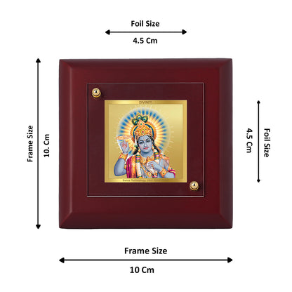 Diviniti 24K Gold Plated Lord Vishnu Photo Frame Protection, Preservation for Home Decor, Puja Room, Tabletop, Gift | MDF Size 1A (9.9x9.9 CM)