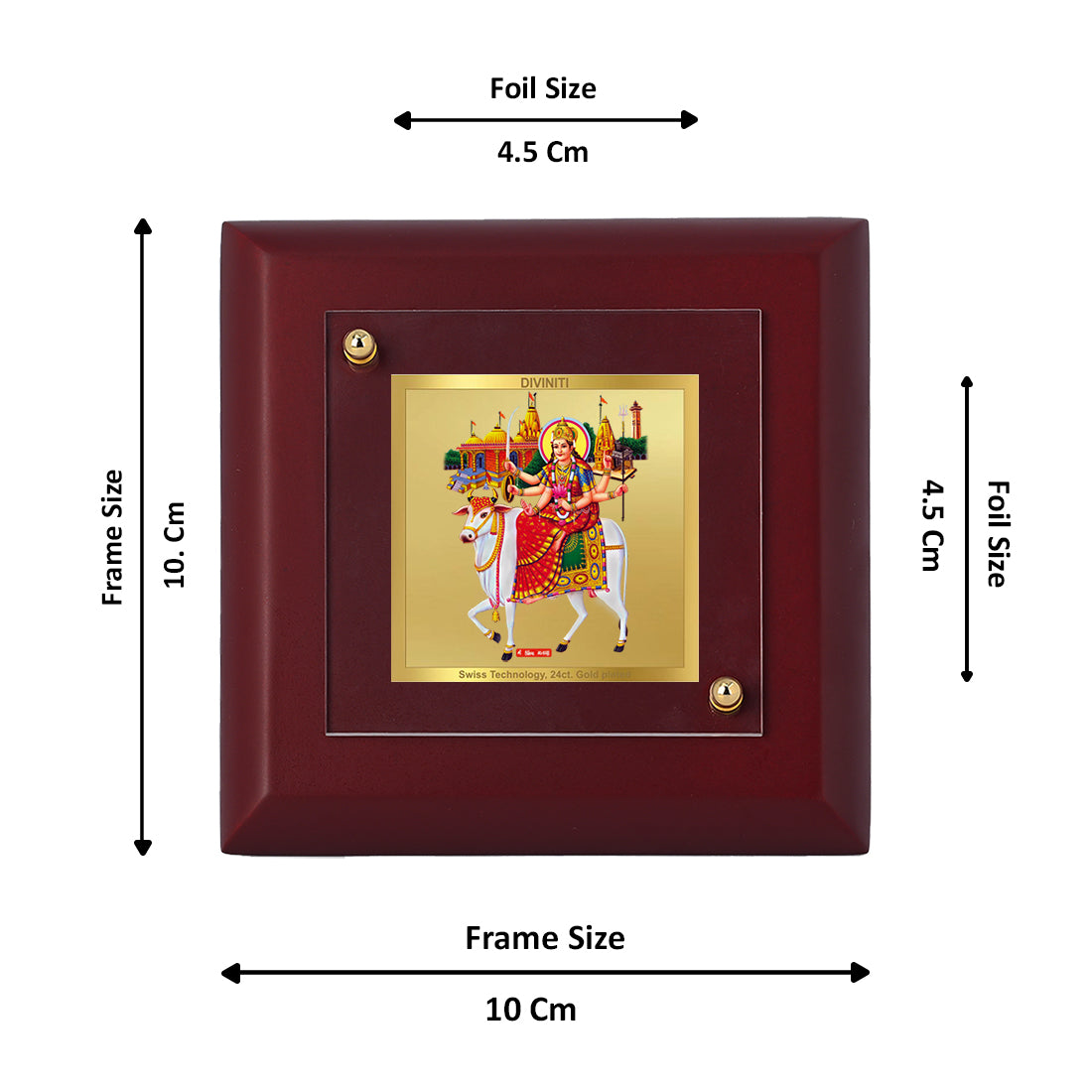 Diviniti 24K Gold Plated Umiyya Mata Photo Frame for Home Decor, Tabletops, Puja Room | MDF Size 1A (9.9x9.9 CM)