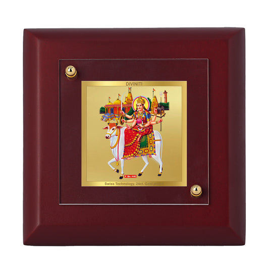 Diviniti 24K Gold Plated Umiyya Mata Photo Frame for Home Decor, Tabletops, Puja Room | MDF Size 1A (9.9x9.9 CM)