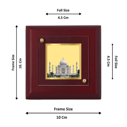 Diviniti 24K Gold Plated Taj Mahal Photo Frame for Home Decor Showpiece, Table Top, Gift | MDF Size 1A (9.9x9.9 CM)