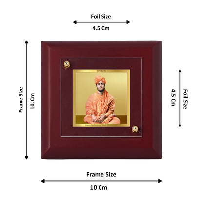 Diviniti 24K Gold Plated Swami Vivekanand Photo Frame for Home Decor, Table Top & Luxury Gift | MDF Size 1A (9.9x9.9 CM)