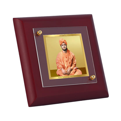 Diviniti 24K Gold Plated Swami Vivekanand Photo Frame for Home Decor, Table Top & Luxury Gift | MDF Size 1A (9.9x9.9 CM)