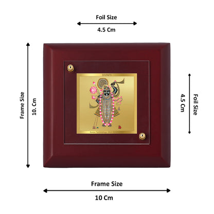 Diviniti 24K Gold Plated Lord Shrinathji Photo Frame Heart of Bhakti for Home Decor , Table Tops, Puja Room, Luxury Gift | MDF Size 1A (9.9x9.9 CM)