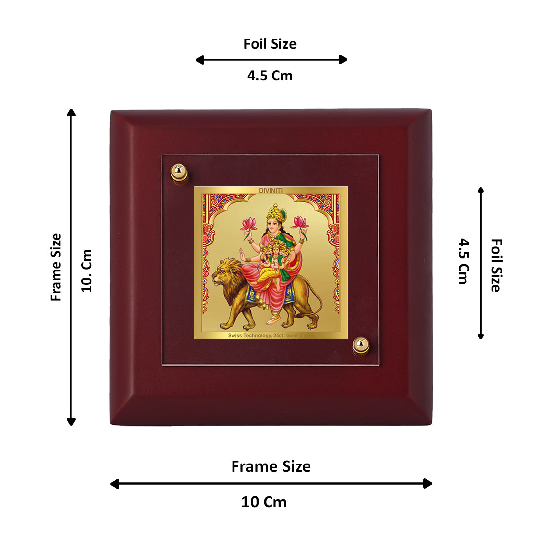 Diviniti 24K Gold Plated Skanda Mata Photo Frame for Home & Office Decor, Table Tops, Puja Room, Gift | MDF Size 1A (9.9x9.9 CM)