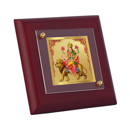 Diviniti 24K Gold Plated Skanda Mata Photo Frame for Home & Office Decor, Table Tops, Puja Room, Gift | MDF Size 1A (9.9x9.9 CM)