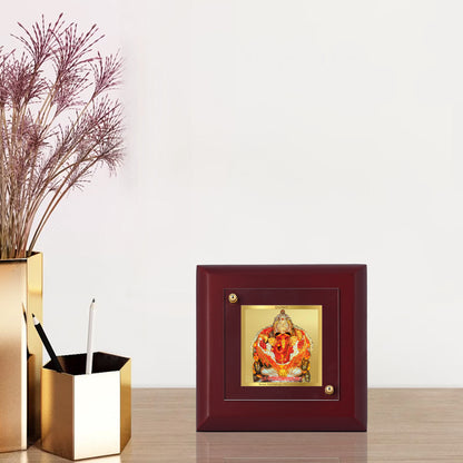 Diviniti 24K Gold Plated Siddhivinayak Elegant Photo Frame for Home Decor, Table Tops, Prayer, Gift | MDF Size 1A (9.9x9.9 CM)