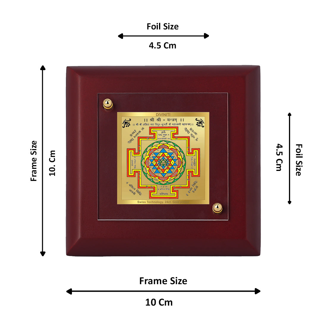 Diviniti 24K Gold Plated Shree Yantra Photo Frame for Puja Room, Home Decor, Table Decor, Luxury Gift | MDF Size 1A (9.9x9.9 CM)