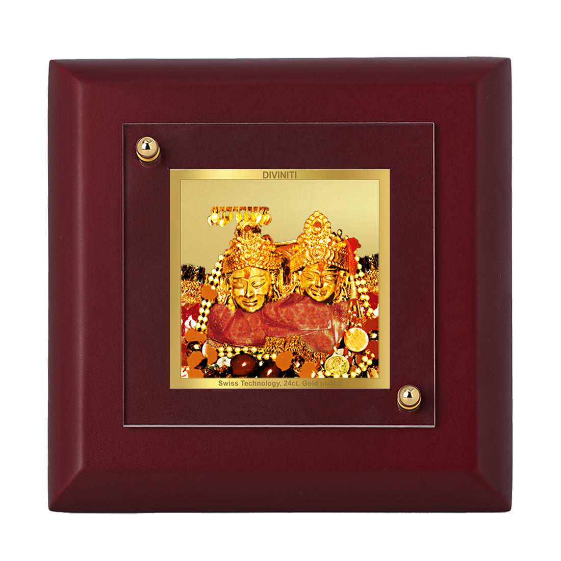 Diviniti 24K Gold Plated Shoolini Mata Photo Frame for Home Decor, Table Tops, Festival Gift | MDF Size 1A (9.9x9.9 CM)