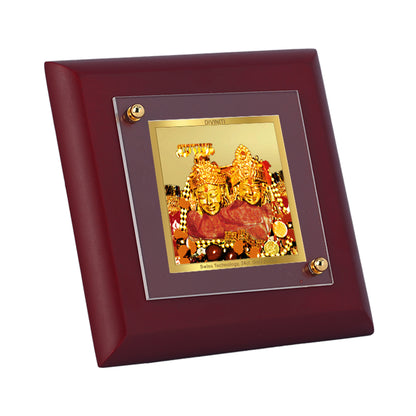 Diviniti 24K Gold Plated Shoolini Mata Photo Frame for Home Decor, Table Tops, Festival Gift | MDF Size 1A (9.9x9.9 CM)