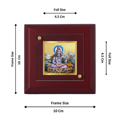 Diviniti 24K Gold Plated Shiv Photo Frame Lord of Kailash for Home Decor, Tabletop, Puja Room, Gift | MDF Size 1A (9.9x9.9 CM)