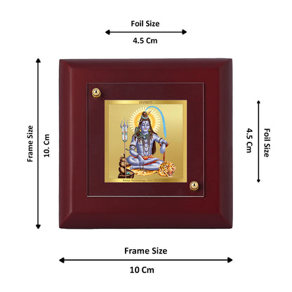 Diviniti 24K Gold Plated Lord Shiva Photo Frame for Home Decor, Tabletop, Puja Room, Luxury Gift | MDF Size 1A (9.9x9.9 CM)