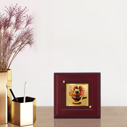 Diviniti 24K Gold Plated Lord Shiva Parvati Photo Frame Power of Love for Home Decor, Tabletops, Puja Room, Gift | MDF Size 1A (9.9x9.9 CM)