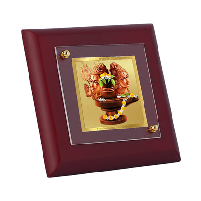 Diviniti 24K Gold Plated Lord Shiva Parvati Photo Frame Power of Love for Home Decor, Tabletops, Puja Room, Gift | MDF Size 1A (9.9x9.9 CM)