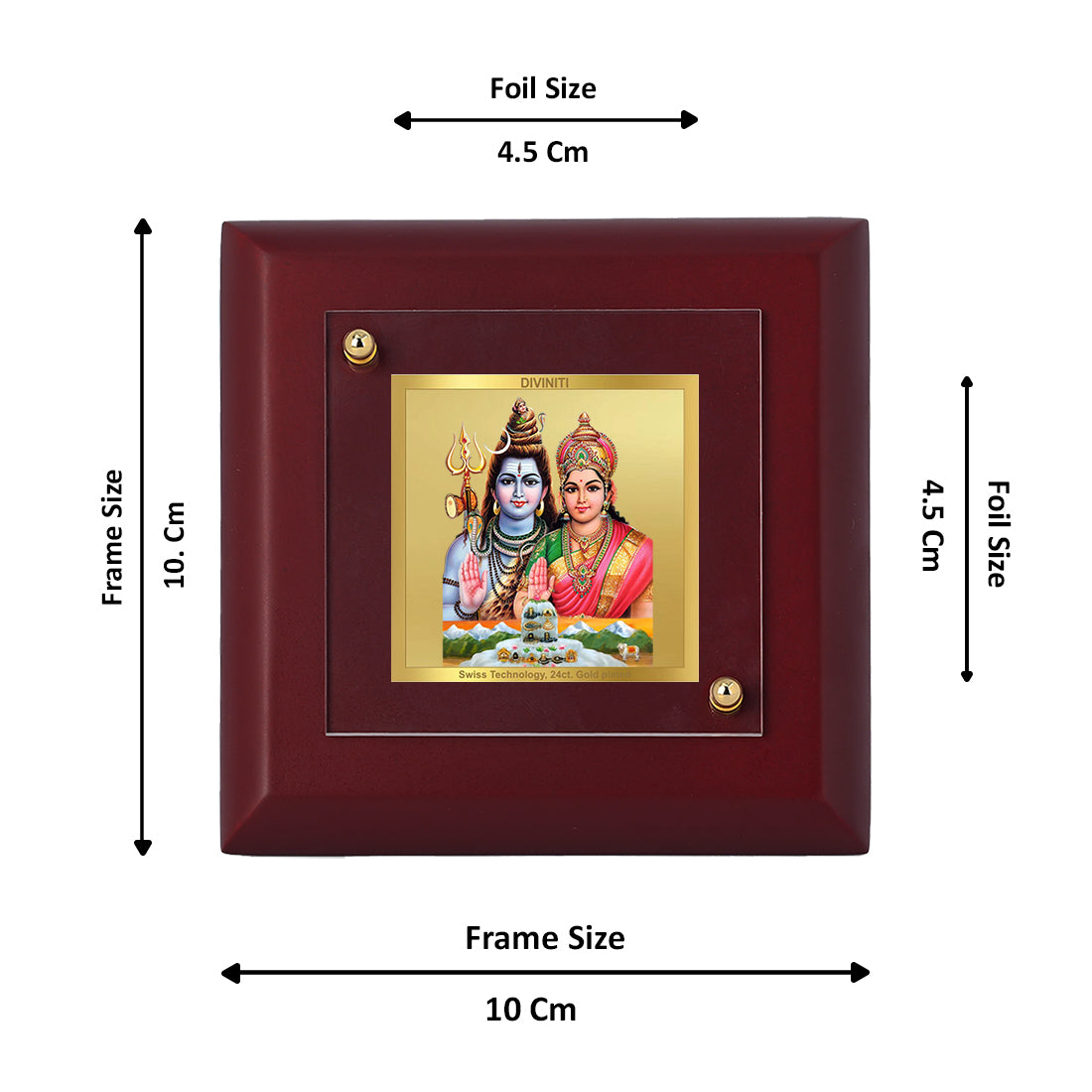 Diviniti 24K Gold Plated Shiv Parvati Photo Frame Love, Devotion for Home Decor, Tabletop, Puja Room, Gift | MDF Size 1A (9.9x9.9 CM)