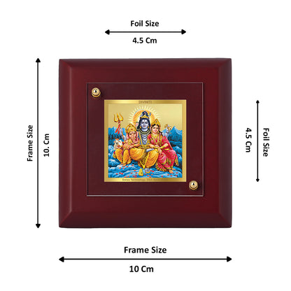 Diviniti 24K Gold Plated Lord Shiv Parivar Photo Frame Love, Strength for Home Decor, Tabletop, Puja Room, Gift | MDF Size 1A (9.9x9.9 CM)