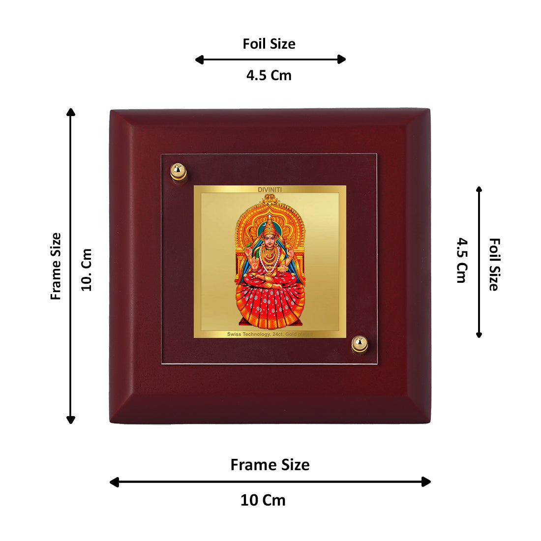 Diviniti 24K Gold Plated Sharda Mata Photo Frame for Home Decor, Table Tops, Puja Room, Gift | MDF Size 1A (9.9x9.9 CM)