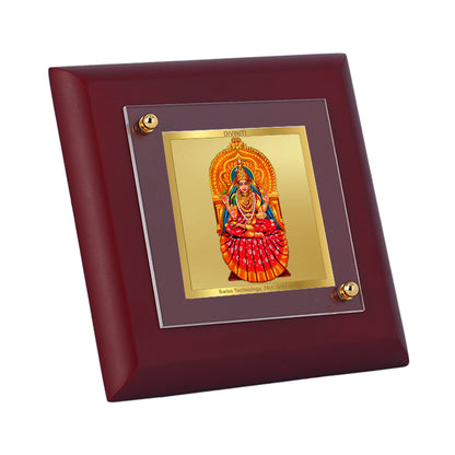 Diviniti 24K Gold Plated Sharda Mata Photo Frame for Home Decor, Table Tops, Puja Room, Gift | MDF Size 1A (9.9x9.9 CM)