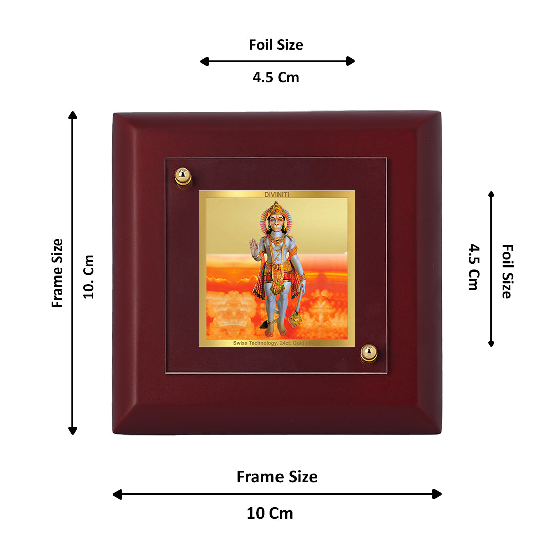 Diviniti 24K Gold Plated Triveni Balaji Photo Frame for Home Decor, Tabletop, Puja Room, Luxury Gift | MDF Size 1A (9.9x9.9 CM)