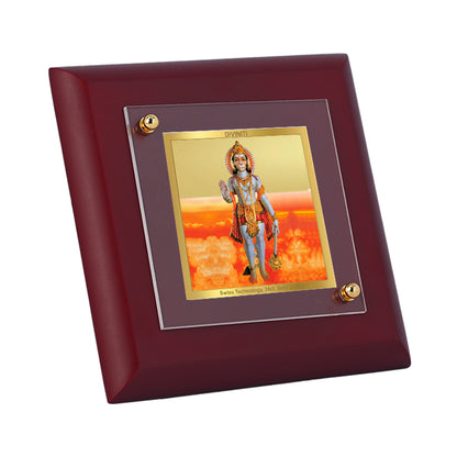 Diviniti 24K Gold Plated Triveni Balaji Photo Frame for Home Decor, Tabletop, Puja Room, Luxury Gift | MDF Size 1A (9.9x9.9 CM)