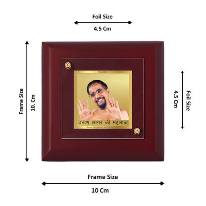 Diviniti 24K Gold Plated Tarun Sagar Ji Exquisite Photo Frame for Home Decor, Table Top, Gift | MDF Size 1A (9.9x9.9 CM)