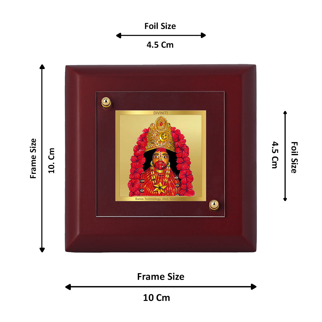 Diviniti 24K Gold Plated Maa Tara Photo Frame for Puja Room, Home Decor, Tabletop, Luxury Gift | MDF Size 1A (9.9x9.9 CM)