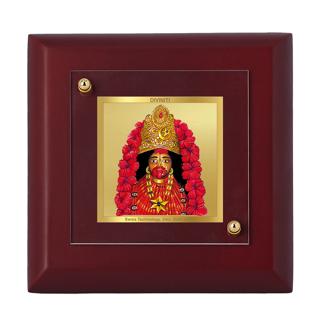 Diviniti 24K Gold Plated Maa Tara Photo Frame for Puja Room, Home Decor, Tabletop, Luxury Gift | MDF Size 1A (9.9x9.9 CM)