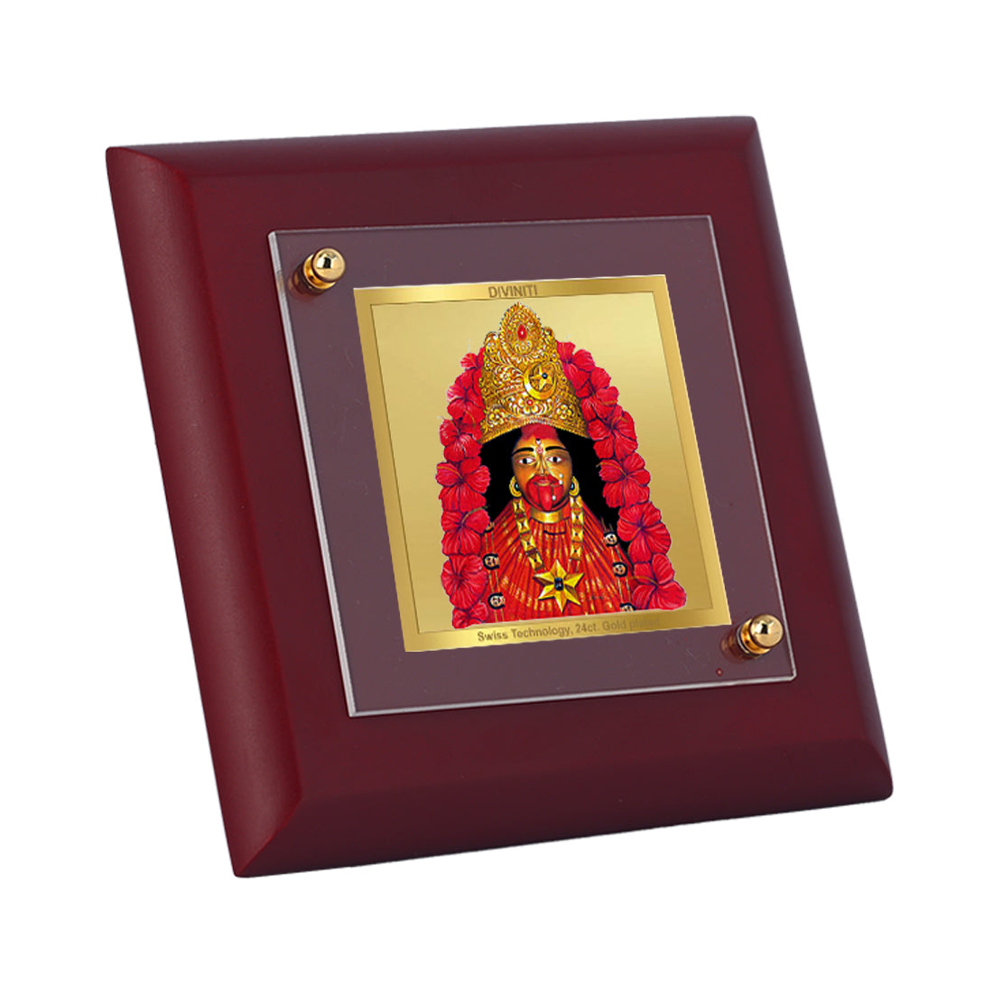 Diviniti 24K Gold Plated Maa Tara Photo Frame for Puja Room, Home Decor, Tabletop, Luxury Gift | MDF Size 1A (9.9x9.9 CM)