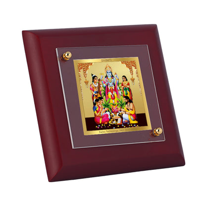 Diviniti 24K Gold Plated Satya Narayan Photo Frame for Home & Office Decor, Puja Room. Table Tops, Gift | MDF Size 1A (9.9x9.9 CM)