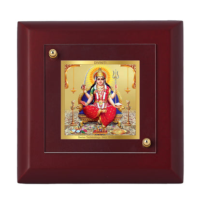 Diviniti 24K Gold Plated Santoshi Mata Photo Frame Protector of Families for Home Decor, Puja Room, Tabletop, Gift| MDF Size 1A (9.9x9.9 CM)