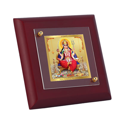 Diviniti 24K Gold Plated Santoshi Mata Photo Frame Protector of Families for Home Decor, Puja Room, Tabletop, Gift| MDF Size 1A (9.9x9.9 CM)