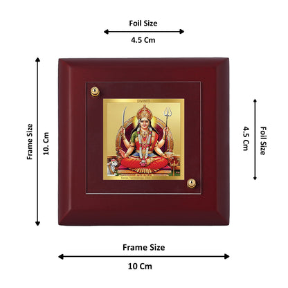 Diviniti 24K Gold Plated Goddess Santoshi Mata Photo Frame for Home Decor, Puja Room, Tabletop, Gift| MDF Size 1A (9.9x9.9 CM)