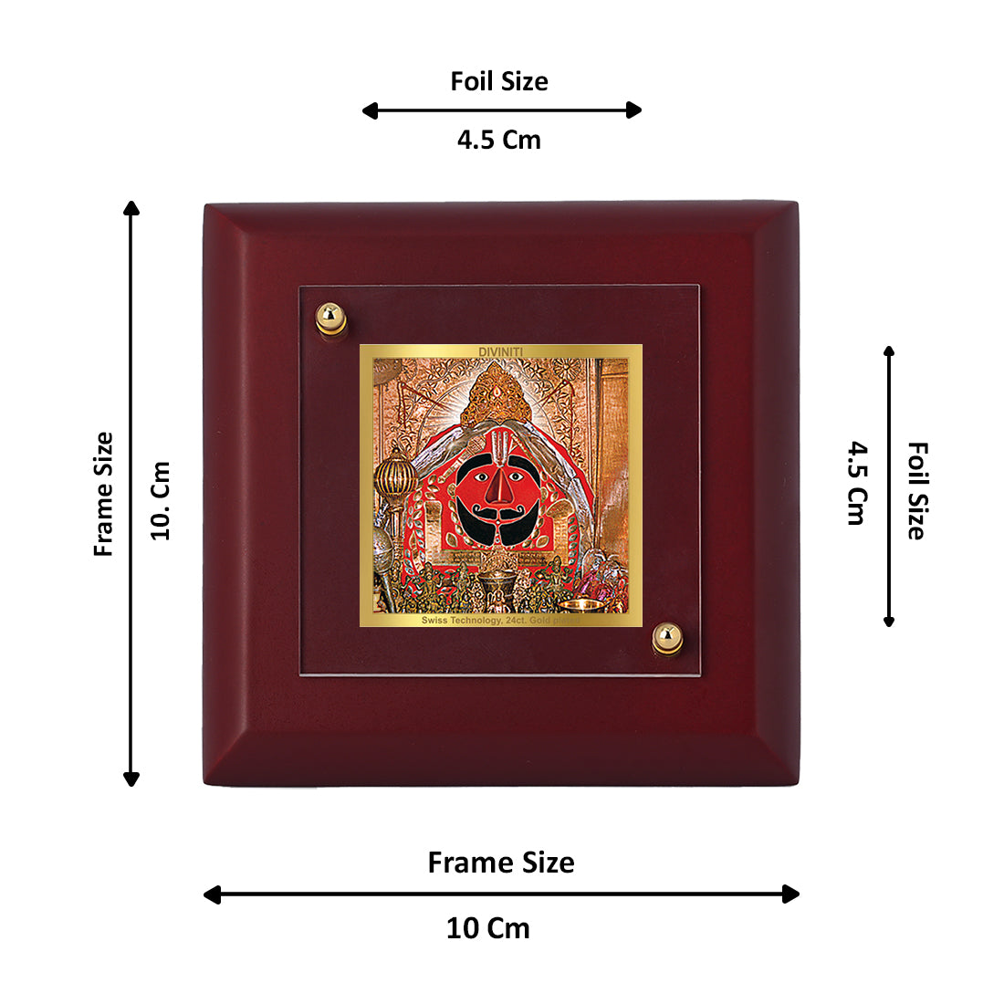 Diviniti 24K Gold Plated Salasar Balaji Photo Frame for Home Decor Showpiece, Tabletop, Puja Room, Gift | MDF Size 1A (9.9x9.9 CM)