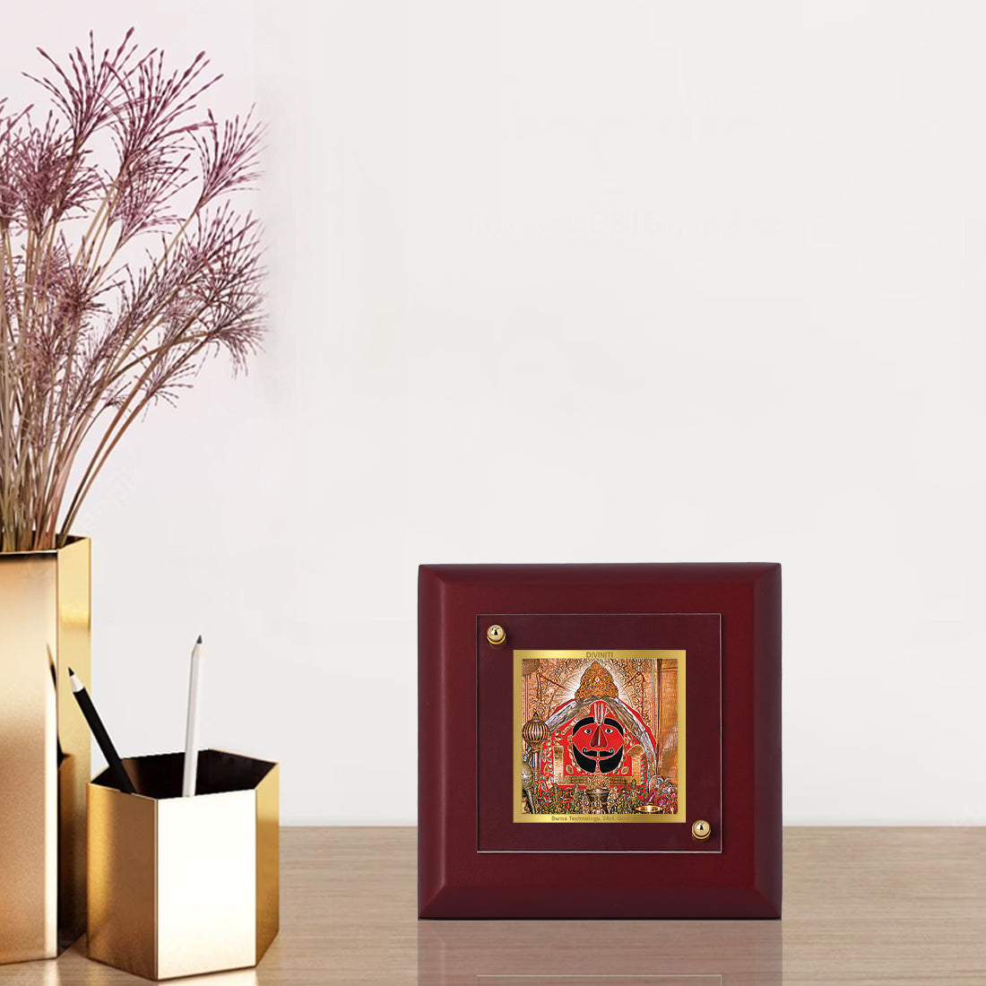 Diviniti 24K Gold Plated Salasar Balaji Photo Frame for Home Decor Showpiece, Tabletop, Puja Room, Gift | MDF Size 1A (9.9x9.9 CM)