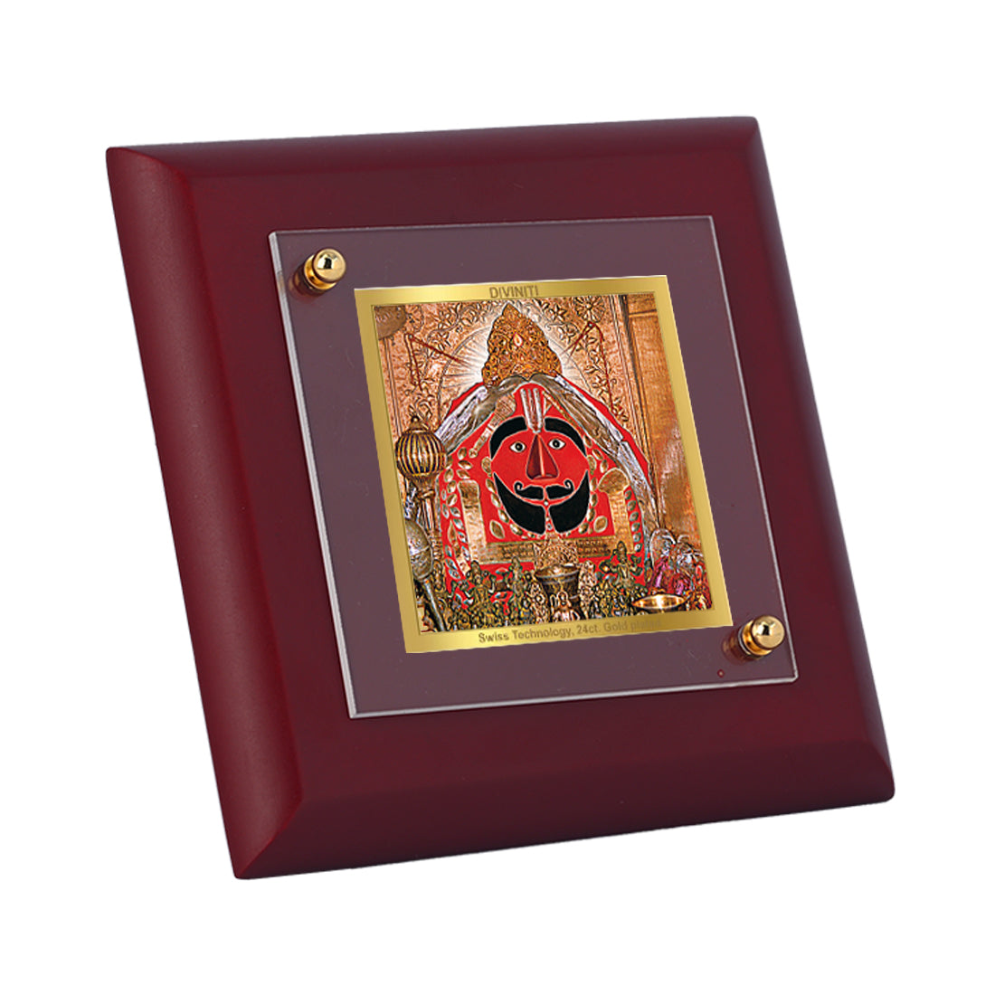 Diviniti 24K Gold Plated Salasar Balaji Photo Frame for Home Decor Showpiece, Tabletop, Puja Room, Gift | MDF Size 1A (9.9x9.9 CM)