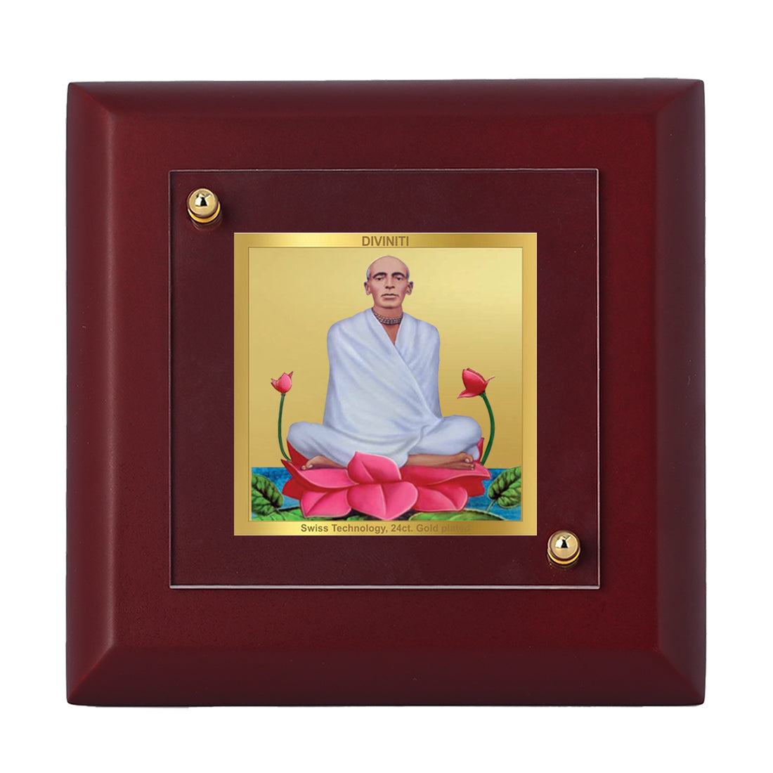 Diviniti 24K Gold Plated Ram Thakur Photo Frame Peace, Harmony for Home Decor, Puja Room, Table Top, Gift |  MDF Size 1A (9.9x9.9 CM)