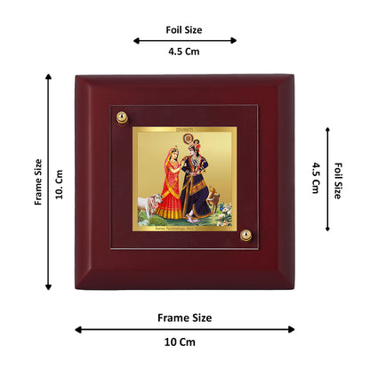 Diviniti 24K Gold Plated Goddess Radha Krishna Photo Frame for Home Decor, Office, Tabletop, Puja Room, Gift | MDF Size 1A (9.9x9.9 CM)