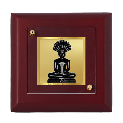 Diviniti 24K Gold Plated Parshvanath Photo Frame for Home Decor, Table Tops, Puja, Gift | MDF Size 1A (9.9x9.9 CM)