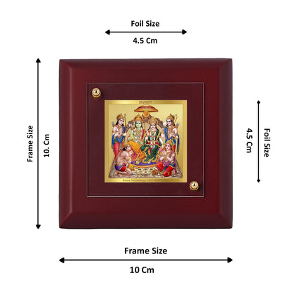 Diviniti 24K Gold Plated Lord Ram Darbar Photo Frame for Temple, Puja Room, Home Decor, Tabletop, Luxury Gift | MDF Size 1A (9.9x9.9 CM)