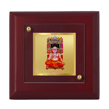 Diviniti 24K Gold Plated Raghvender Swami Photo Frame for Home Decor, Table Top, Puja Room, Gift | MDF Size 1A (9.9x9.9 CM)