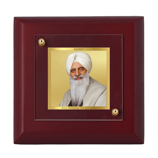 Diviniti 24K Gold Plated Radha Soami Photo Frame for Home Decor, Table Top, Gift | MDF Size 1A (9.9x9.9 CM)