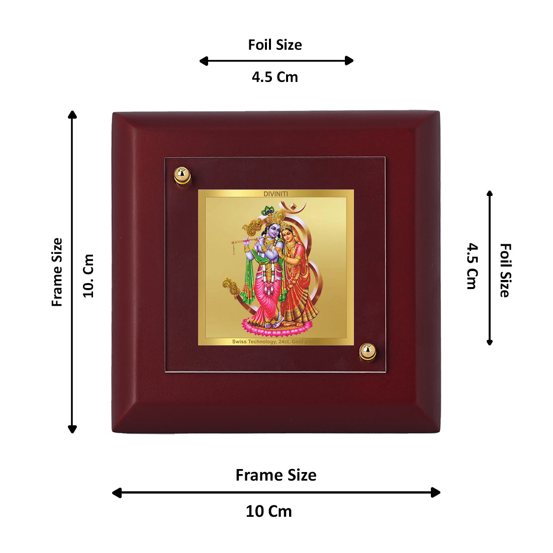 Diviniti 24K Gold Plated Goddess Radha Krishna Photo Frame for Home & Office Decor, Tabletop, Puja Room, Premium Gift | MDF Size 1A (9.9x9.9 CM)