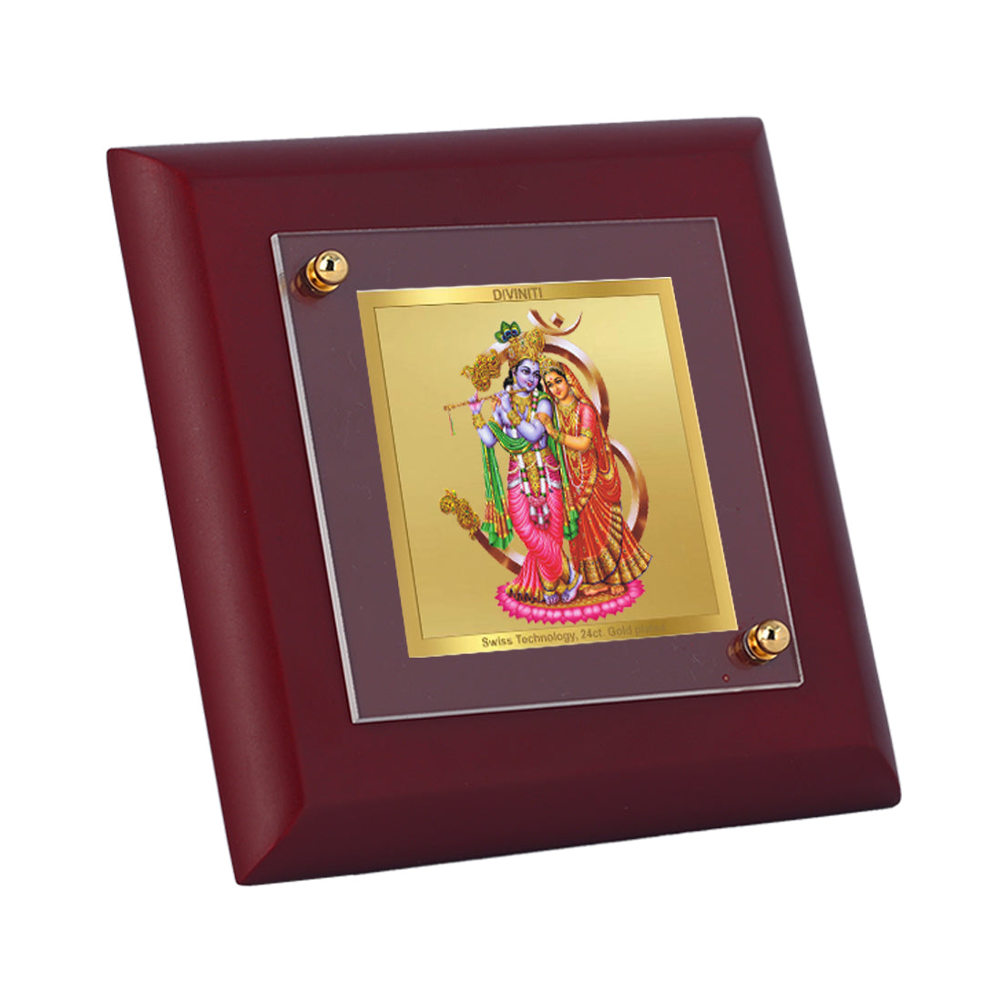 Diviniti 24K Gold Plated Goddess Radha Krishna Photo Frame for Home & Office Decor, Tabletop, Puja Room, Premium Gift | MDF Size 1A (9.9x9.9 CM)