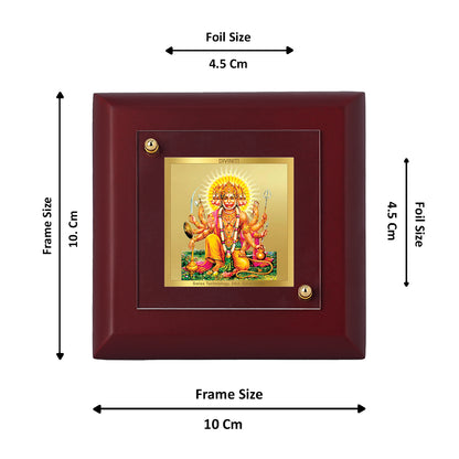 Diviniti 24K Gold Plated Lord Panchmukhi Hanuman Photo Frame for Home & Office Decor, Tabletop, Puja Room, Gift | MDF Size 1A (9.9x9.9 CM)