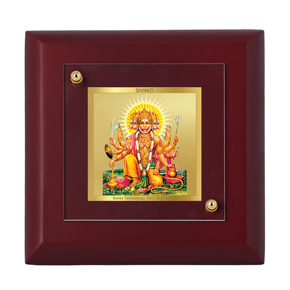 Diviniti 24K Gold Plated Lord Panchmukhi Hanuman Photo Frame for Home & Office Decor, Tabletop, Puja Room, Gift | MDF Size 1A (9.9x9.9 CM)