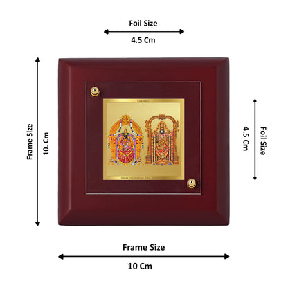 Diviniti 24K Gold Plated Padmawati Balaji Photo Frame for Temple, Puja Room, Home Decor, Tabletop, Gift | MDF Size 1A (9.9x9.9 CM)