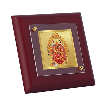 Diviniti 24K Gold Plated Goddess Padmavathi Photo Frame For Home Decor Showpiece, Puja Room, Table Top, Gift | MDF Size 1A (9.9x9.9 CM)