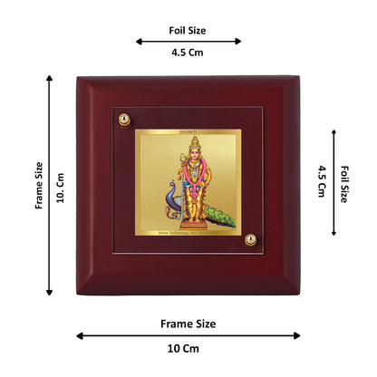 Diviniti 24K Gold Plated Lord Murugan Photo Frame for Temple, Puja Room, Home Decor, Tabletop, Gift | MDF Size 1A (9.9x9.9 CM)