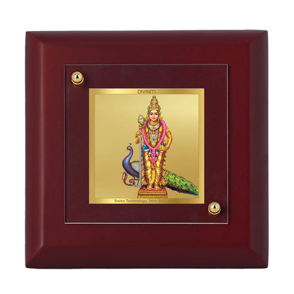 Diviniti 24K Gold Plated Lord Murugan Photo Frame for Temple, Puja Room, Home Decor, Tabletop, Gift | MDF Size 1A (9.9x9.9 CM)