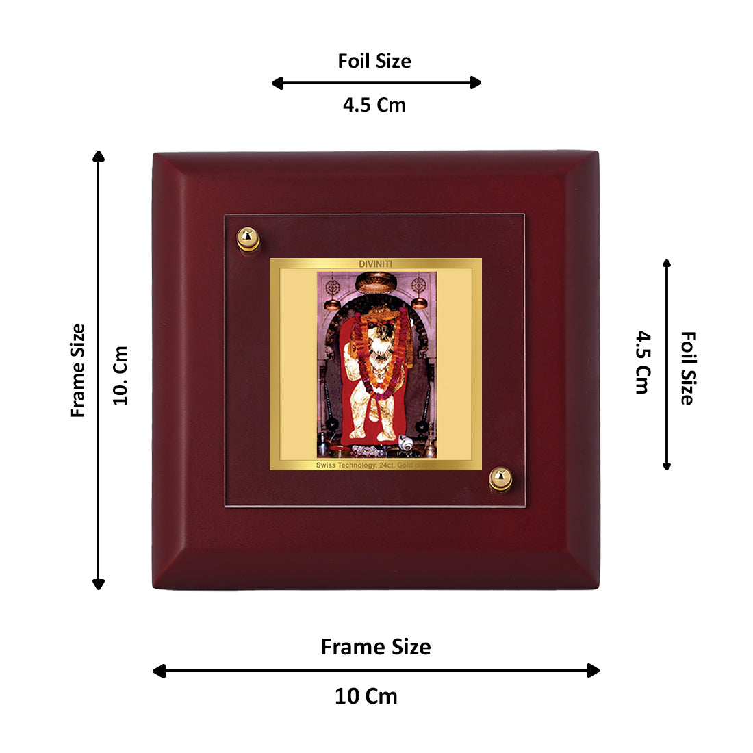 Diviniti 24K Gold Plated Mehandipur Balaji Photo Frame for Home Decor, Tabletop, Puja Room, Gift | MDF Size 1A (9.9x9.9 CM)