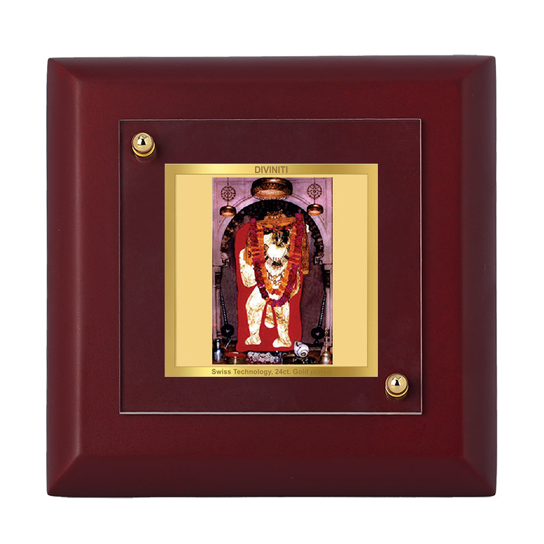 Diviniti 24K Gold Plated Mehandipur Balaji Photo Frame for Home Decor, Tabletop, Puja Room, Gift | MDF Size 1A (9.9x9.9 CM)